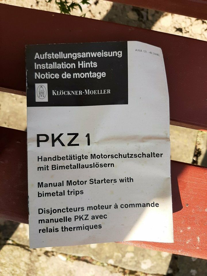 PKZ 1 Motorschutzschalter handbetätigt Klöckner Moeller 60er NOS in Wadersloh