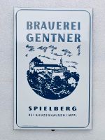 ‼️ EMAILSCHILD Brauerei Gentner Spielberg Bier Emailleschild 1950 Saarland - Schiffweiler Vorschau