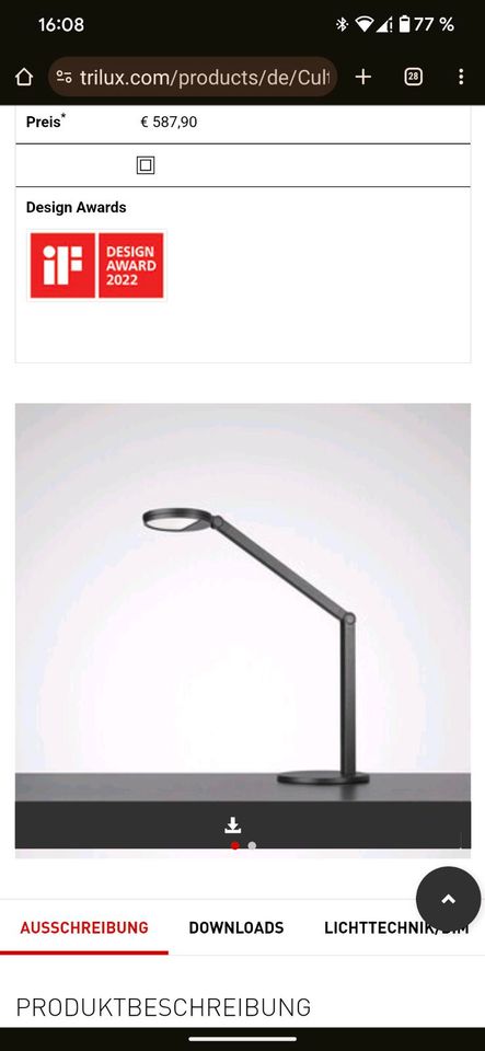 Schreibtischleuchte trilux Lampe schwarz NEU !!! in Fritzlar