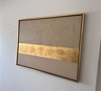 Abstrakte Kunst Bild Leinwandbild beige Blattgold Dekoration Hessen - Trebur Vorschau