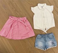 PAKET 4 Teile Sommer Shorts kurze Jeans Rock Bluse 2 Tshirts 128 Rheinland-Pfalz - Gau-Bischofsheim Vorschau