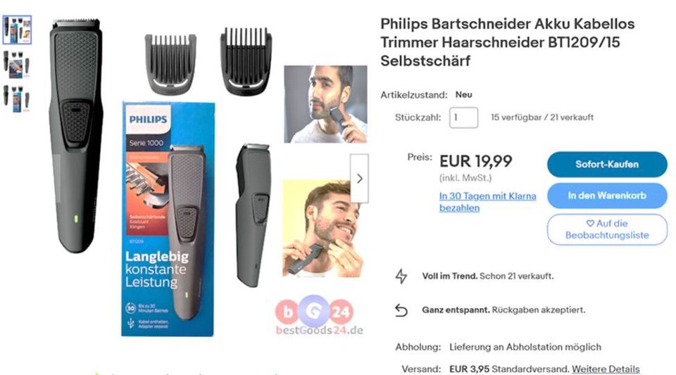 Philips Bartschneider: Neuware in der Originalverpackung in Düsseldorf