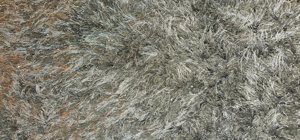Runder silberner Teppich mit Silber Fäden in Dortmund