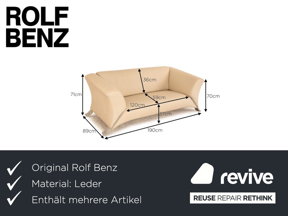 Rolf Benz 322 Leder Sofa Garnitur Creme Dreisitzer Zweisitzer in Köln