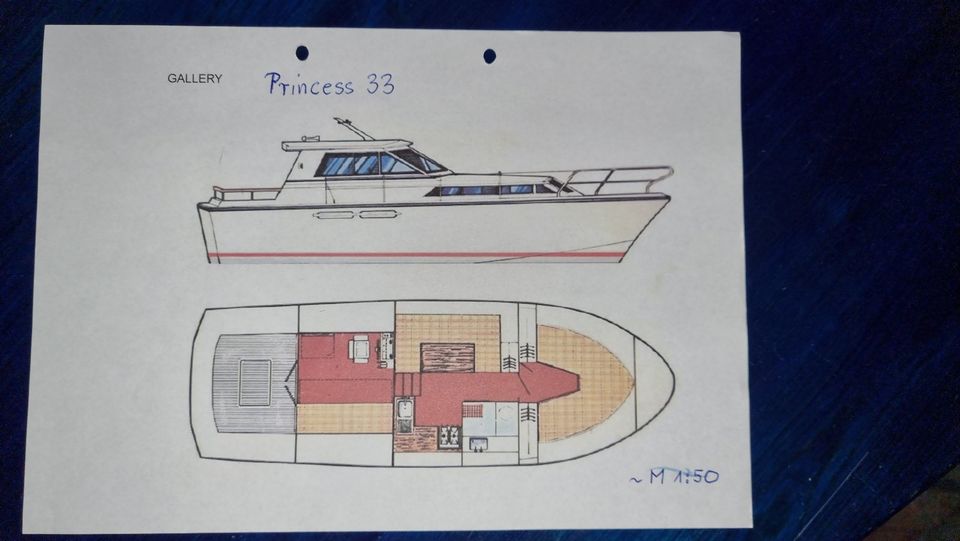 Motoryacht, Motorboot Princess 33 in Nottensdorf