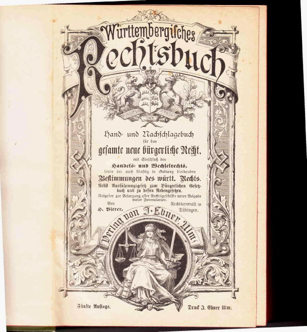 Württ. Rechtsbuch von 1899 Hand- u. Nachschlagewerk - historisch in Langenenslingen