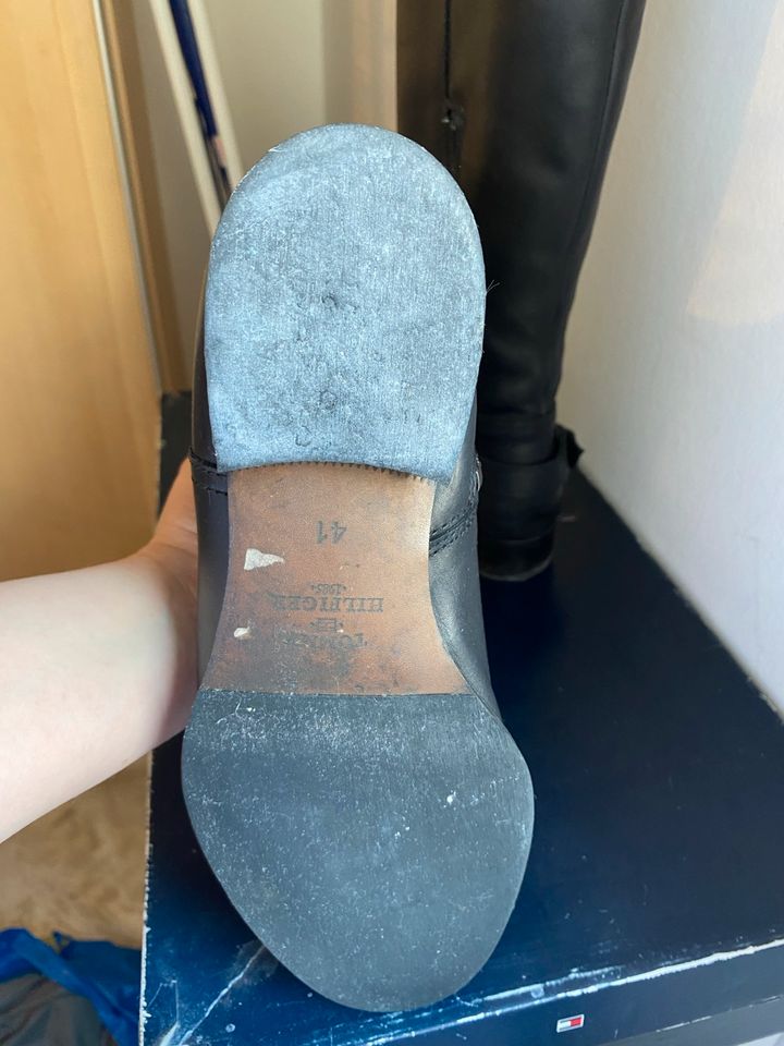 Original Tommy Hilfiger Stiefel Größe 41 schwarz echtes Leder in Groß-Rohrheim