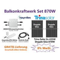 Balkonkraftwerk 870W / TrinaSolar Dopple-Glas 2x435W + Hoymiles 800W Wechselrichter Mini Photovoltaik Anlage Nordrhein-Westfalen - Würselen Vorschau