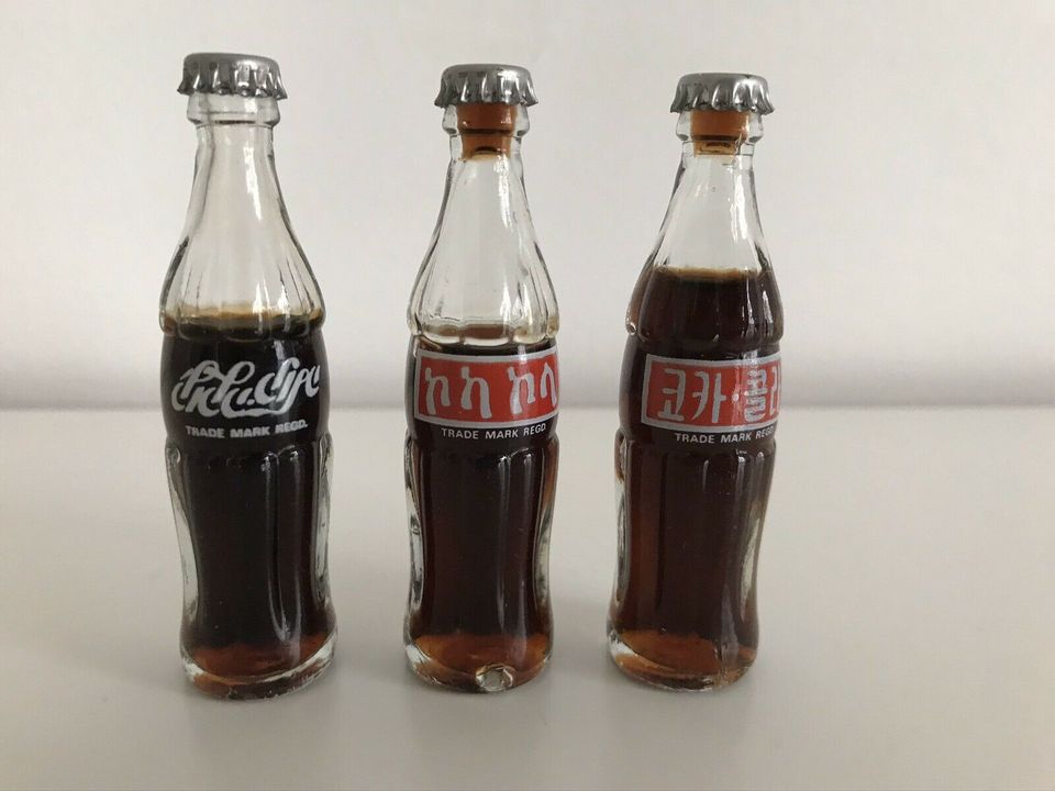 Mini Coca Cola Flaschen 3 Stück 8cm ca 1990 in Brühl