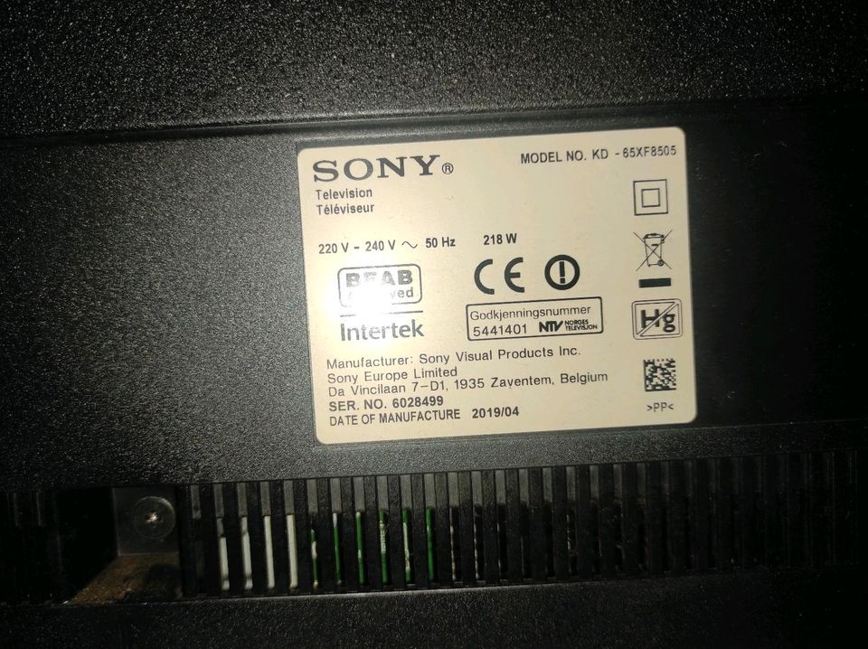 Sony KD 65XF8505 in Otzberg