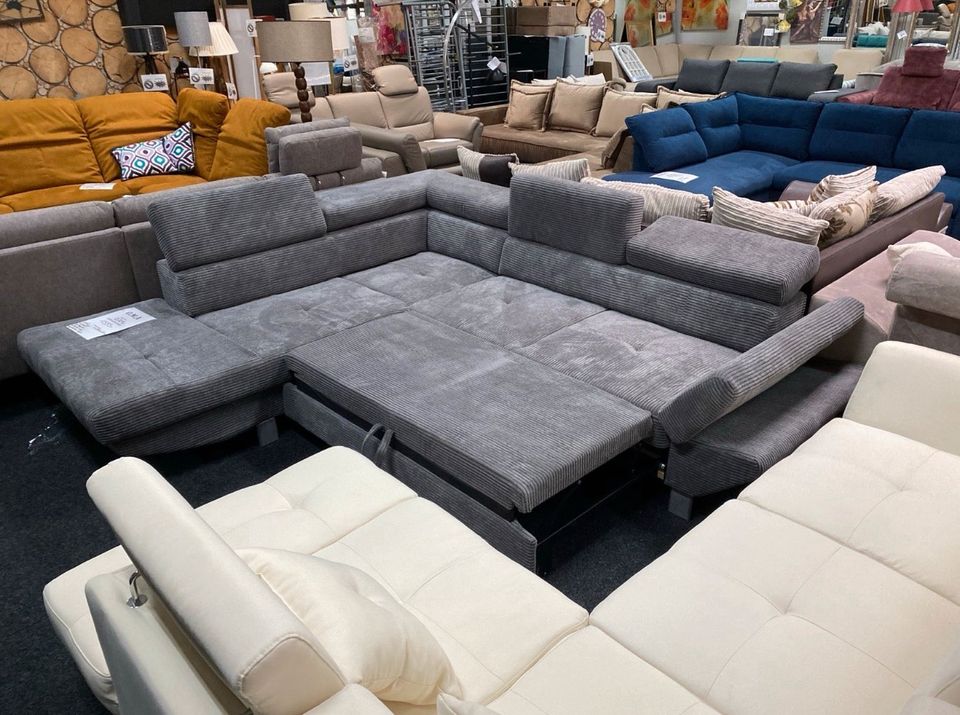 Sofa Couch Ecksofa Schlafsofa Bettkasten Cord Möbel UVP 2049€ in Alsfeld