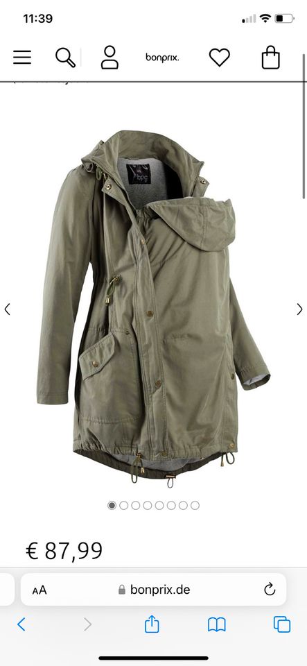 Tragejacke Umstandsjacke Größe 36 Bonprix Khaki/Oliv in Ottersberg