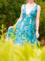 Fühling Sommer Kleid hellblau Blumenmuster tiefer Ausschnitt 38 Dresden - Löbtau-Nord Vorschau
