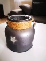 Teelichthalter grau mit Sternen / Weihnachten Hessen - Waldbrunn Vorschau