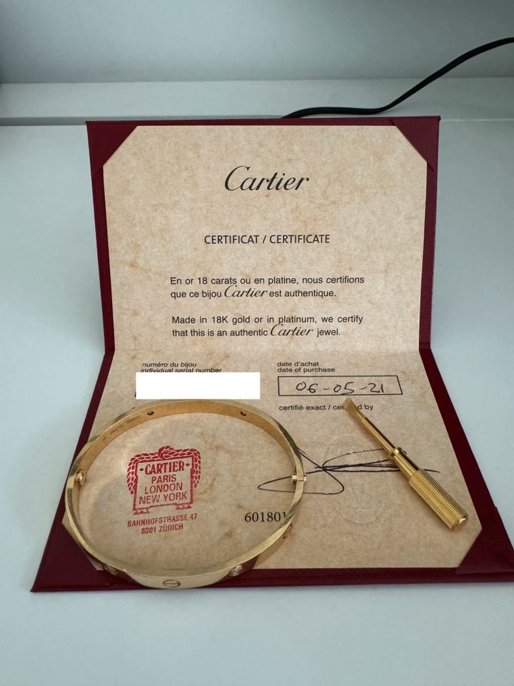 Cartier Love Armband mit 4 Diamanten | Größe 19 in Berlin