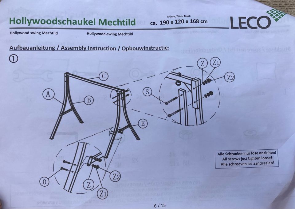 Gestell Hollywood Schaukel in Legden