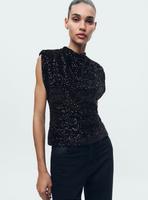 Oberteil Top Zara schwarz Pailletten xs 34 samt Niedersachsen - Celle Vorschau