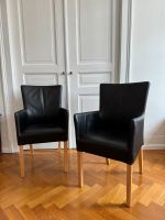 Zwei bequeme Echtleder Stühle Sessel mit Armlehne schwarz Stuttgart - Stuttgart-West Vorschau