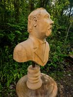 Geschnitzer massiver Holzkopf Holzfigur mit Sockel Natur Bayern - Breitbrunn Vorschau