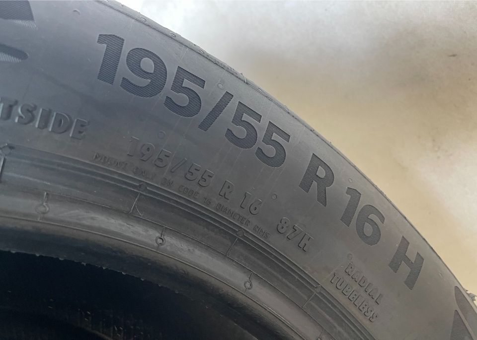 4x Continental Sommerreifen 195/55R16 87H 6mm aus 2021 WIE NEU in Flörsheim am Main