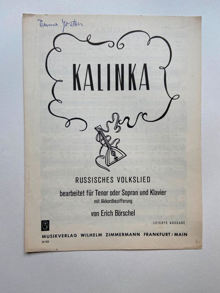 Kalinka - Russ. Volkslied für Tenor/Sopran und Klavier in Saarbrücken