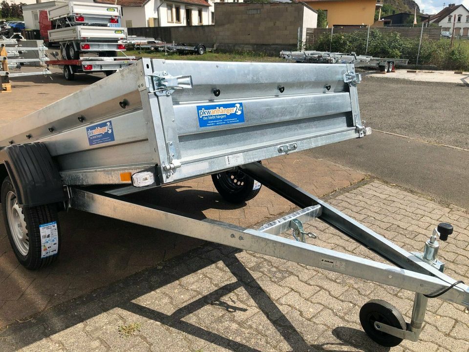 PKW Anhänger Tieflader Kippbar Laubgitter 235x132cm 750kg 100kmh in Monzingen