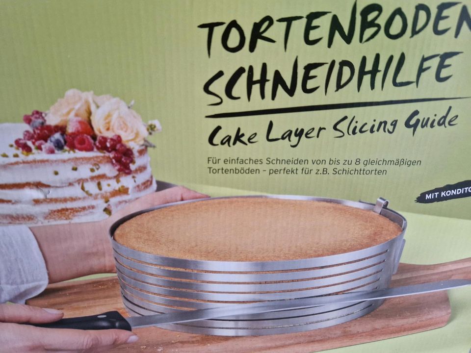 Tchibo Tortenbodenschneidhilfe mit Konditor- und Glasurmesser in Rüsselsheim