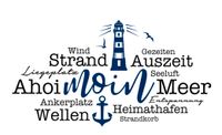 Wandtattoo "Moin Meer Leuchtturm Strand Anker Hafen" 120x65 cm Niedersachsen - Frelsdorf Vorschau