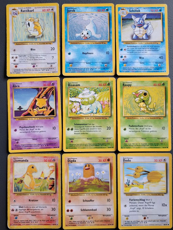 Pokemon Base Set Karten ⭐️ Holos ⭐️Glumanda Garados Mewtu Pikachu in Ascha