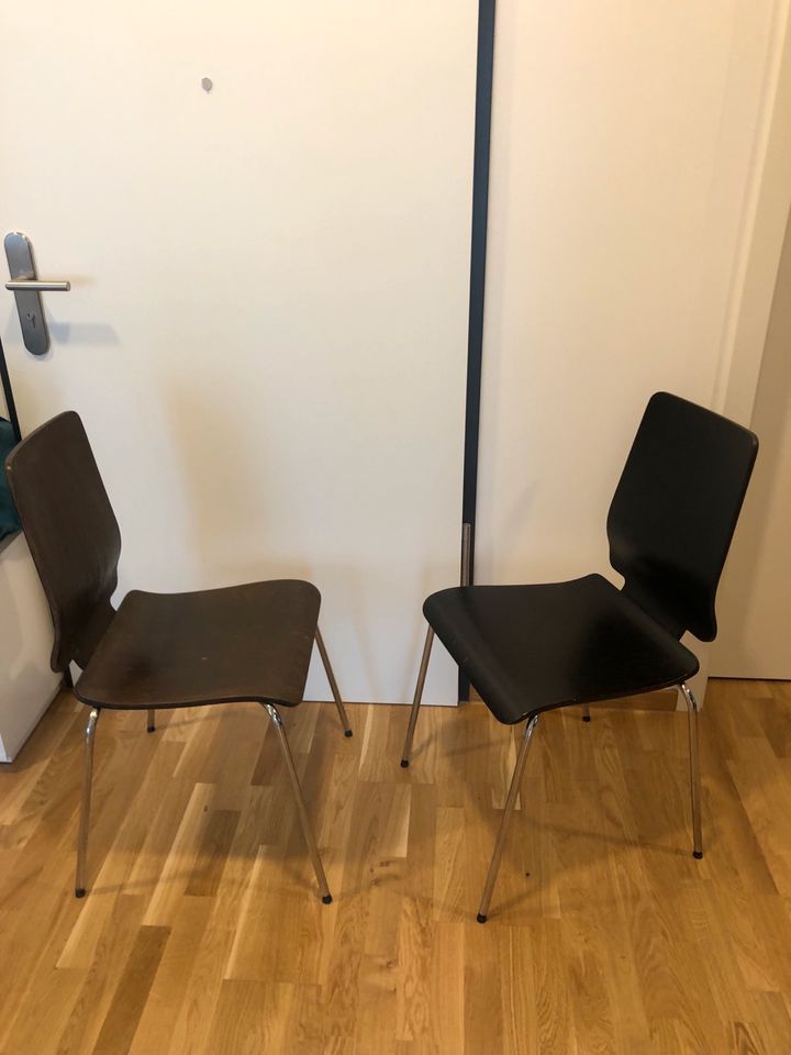 2 Stühle Essstuhl Ikea Holz Schwarz Metall Beine in Traunstein