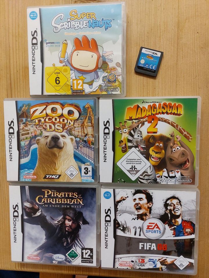 6 Nintendo DS Spiele (Madagaskar, Fifa, Zoo Tycon...) in Murnau am Staffelsee