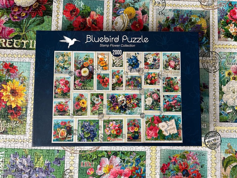 Puzzle 2000 Teile BLUEBIRD Stamp Flower Collection in Plauen