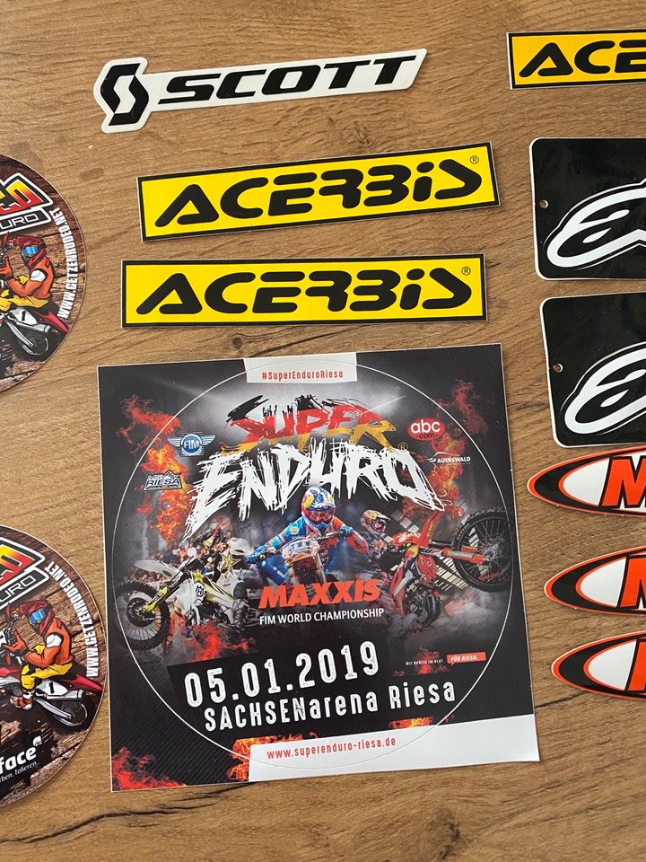 Aufkleber Enduro Acerbis Maxxis Getzenrodeo scott Alpinestar in Oederan