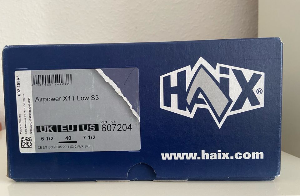 Haix Airpower X11 Low S3 - Größe 40 (6 1/2) - Neu! in Cuxhaven