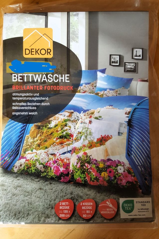 Neu! Bettwäsche, 1,35x2,00m, Microfaser, 2 Kopfkissen, griechisch in
