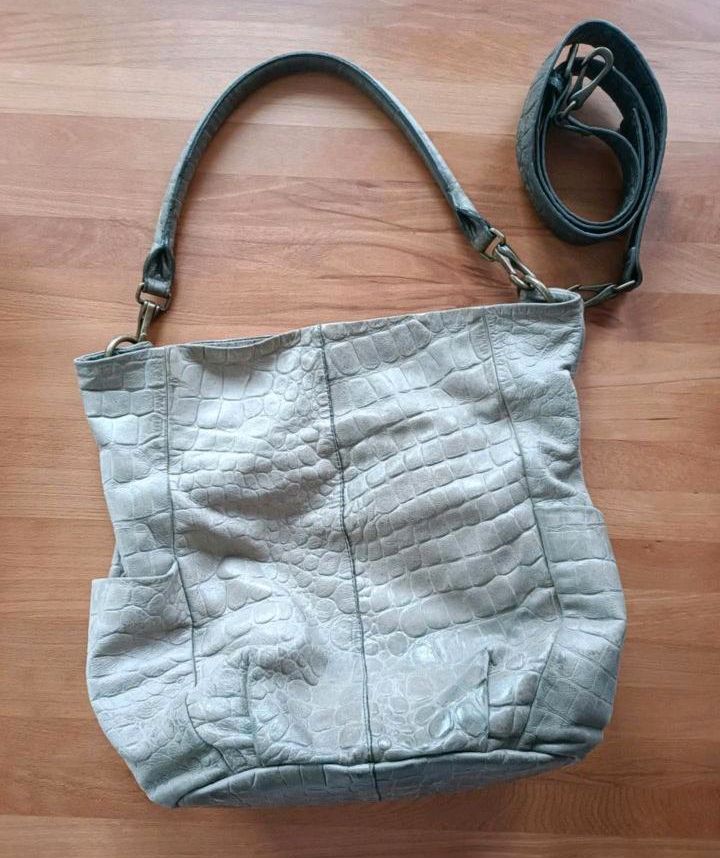 Liebeskind Leder Handtasche Kroko Croco Animal Beutel Bag grau in Alsfeld