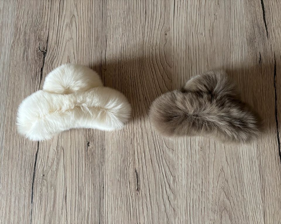 2x Flauschige Haarspangen Fell Haarklammer Beige & Braun in Wuppertal