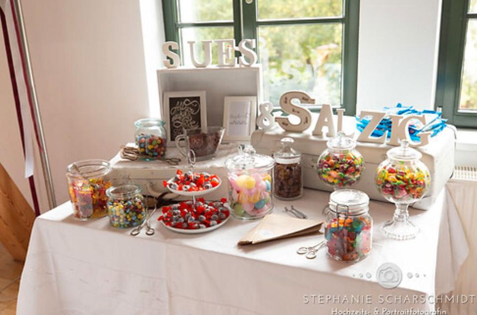 Fotoeck, Candybar, Kerzenständer mieten ausleihen Hochzeit in Bergen bei Auerbach, Vogtland