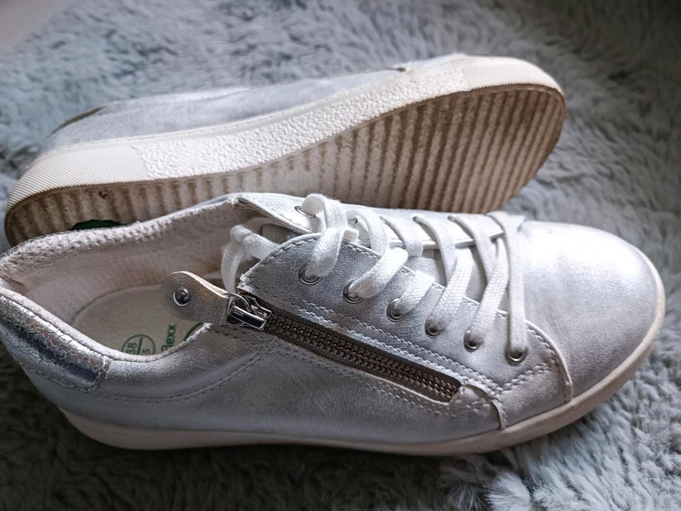 Footflexx Gesundheitsschuhe silber Gr. 38 Sneaker Leder in Lehrte