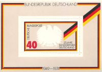 Briefmarkenblock: 25 Jahre Bundesrepublik Deutschland,  1974, pos Bayern - Lohr (Main) Vorschau