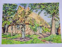 Aquarell Erna Deeters 1946 Reetdachhaus mit Garten - 55 Euro* Nordfriesland - Hattstedt Vorschau