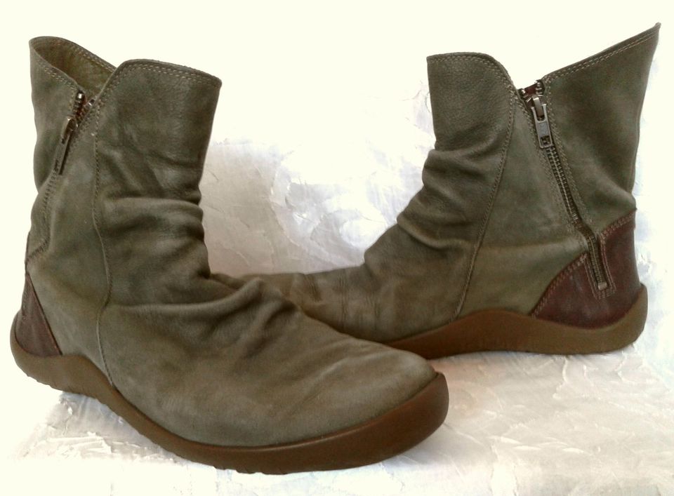 Leder-Stiefelette Damen-Schuh Boots oliv-grün khaki braun Gr 40,5 in Berlin