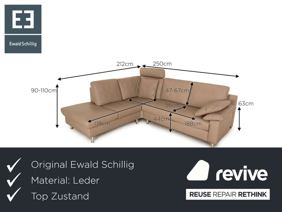 Ewald Schillig Concept Plus Leder Ecksofa Beige manuelle in Köln