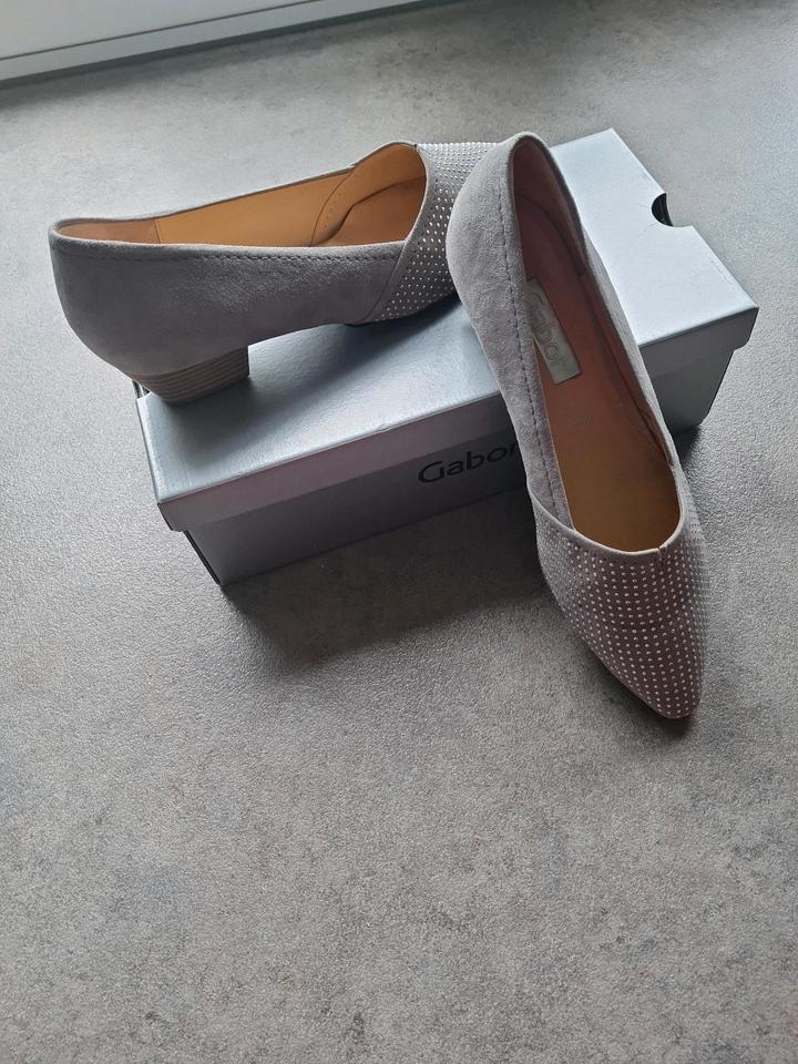 Gabor Pumps Ballerina Schuhe Gr. 38/39  5 1/2 grau Glitzer in Ascheberg