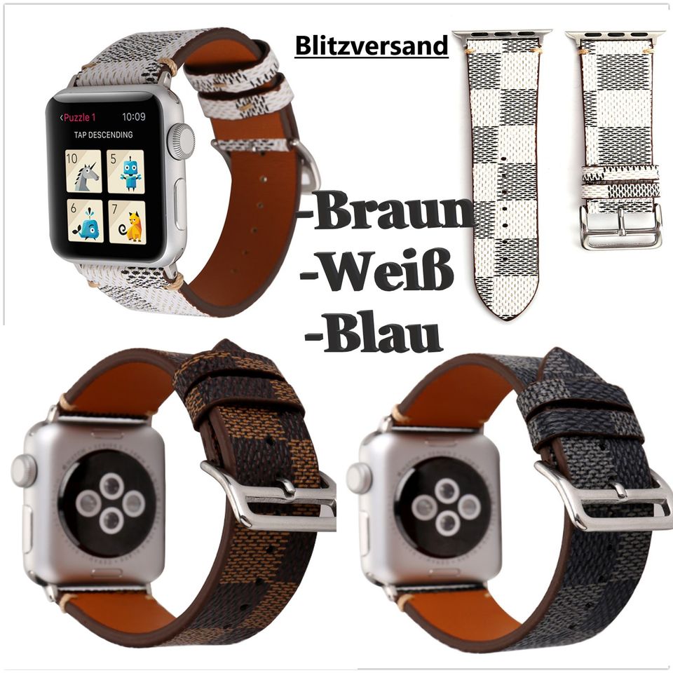 Armband für Apple Watch VEGAN Leder Band Series 8/7/6/5/4/3/2 SE in Berlin