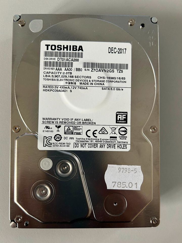 Toshiba Festplatte 2 TB SATA DT01ACA200 in Bochum