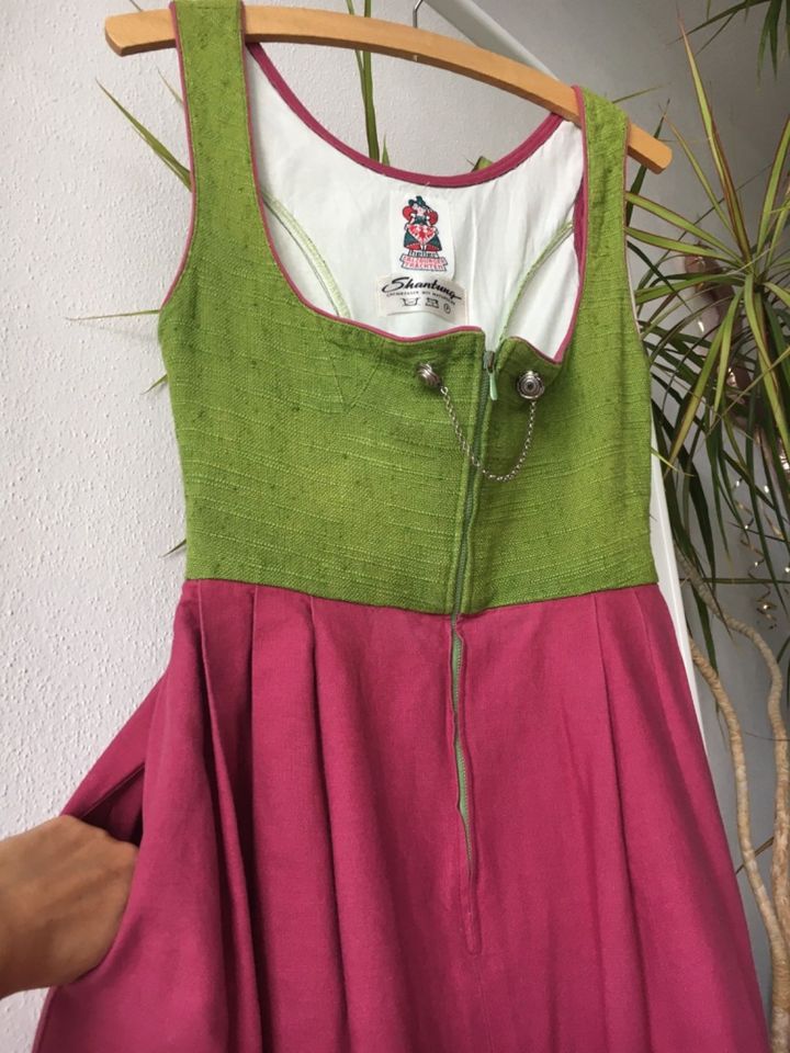 True Vintage 70er Dirndl Salzburger Tracht Wild-Seide Retro 34/36 in Langweid am Lech