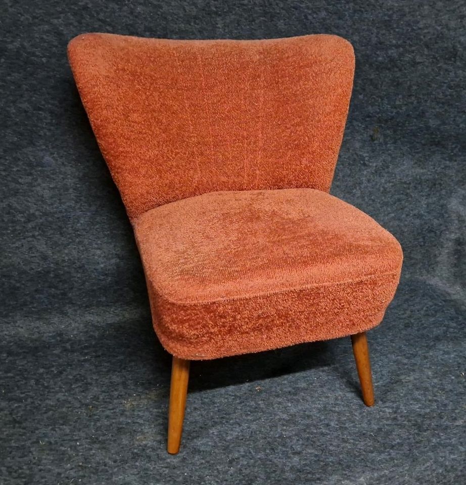 AE 50er Mid Century Cocktailsessel Chair Stuhl rot Polster Lounge in Groß-Umstadt