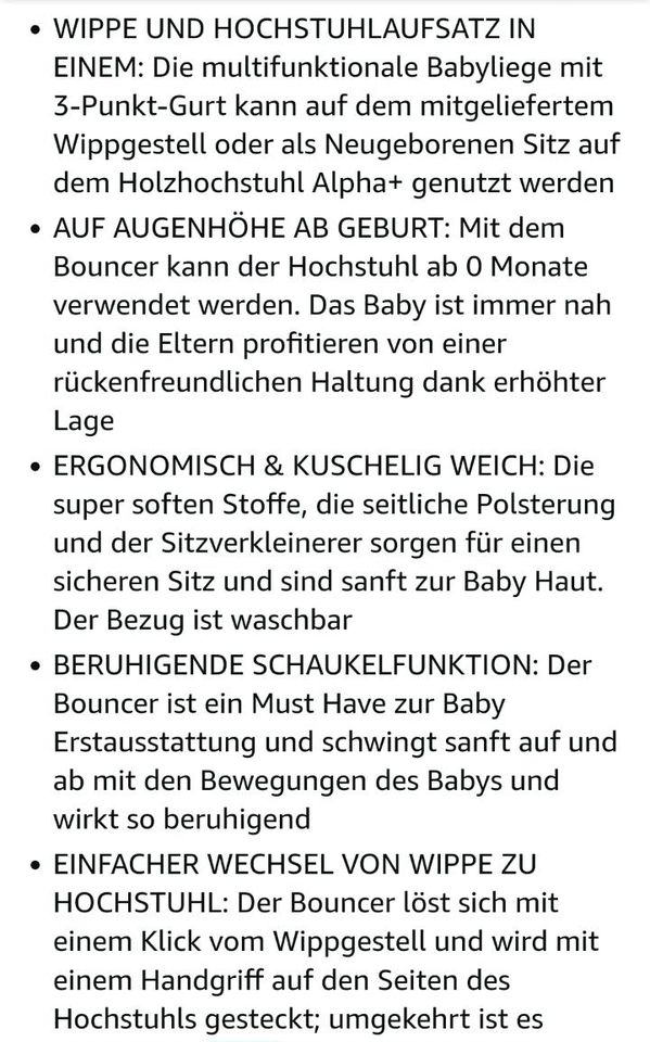 Babywippe & Hochstuhlaufsatz in Wolnzach