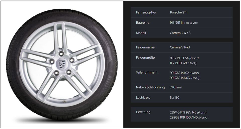19 Zoll Winterräder Original Porsche 991 991 II Carrera Allrad 4S in Neidlingen